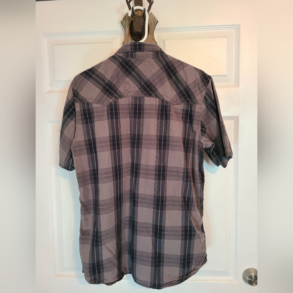 (652) Helix Men's Casual Short Sleeve Western Wear Shirt, Size: L Color: Grey - Picture 10 of 10